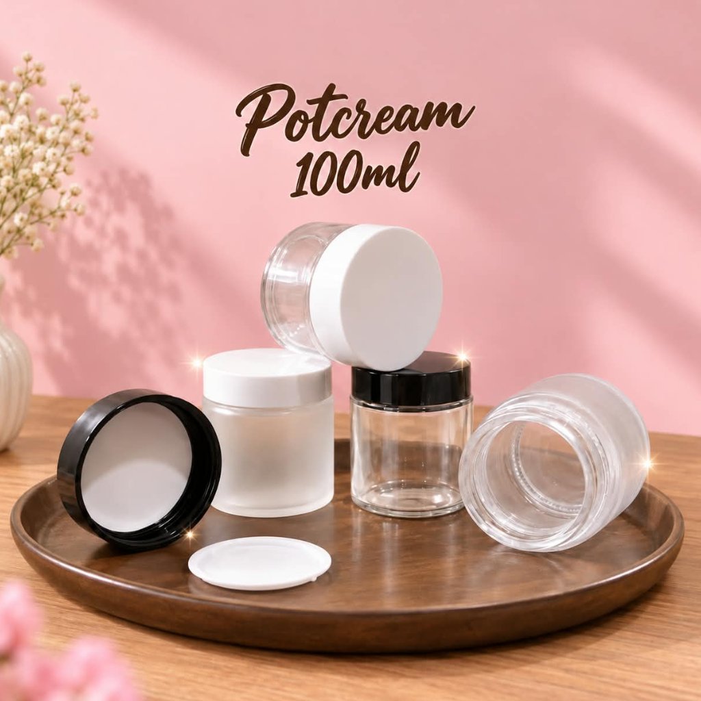 Botol Kosmetik 100gram Pot Cream Wadah Krim 100ml Cosmetic Jar Kaca Frosted Doff Dof Pot Lulur Body 