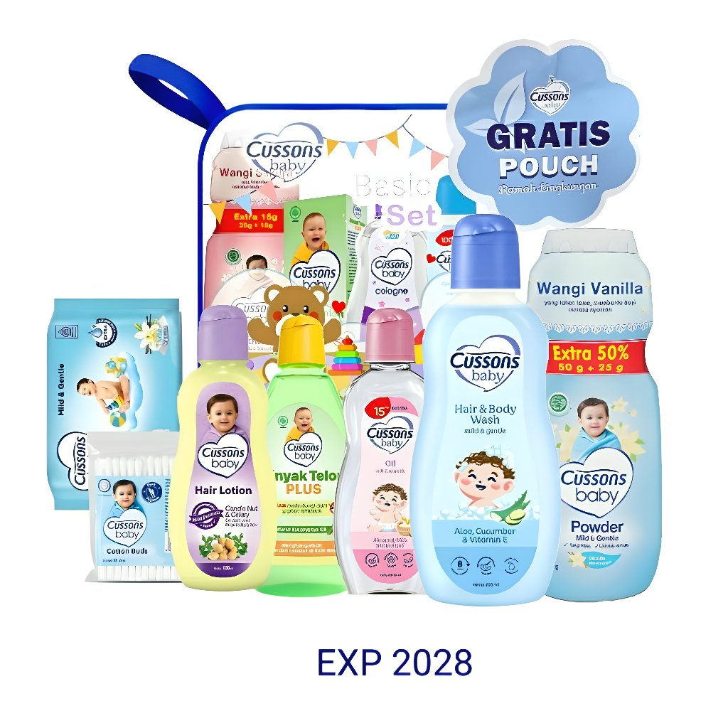 7 in 1 | 6 in 1 Cussons Baby Basic Pack + Telon, Cussons Gift Bag Medium, Gift Set Bayi, Kado Bayi, 