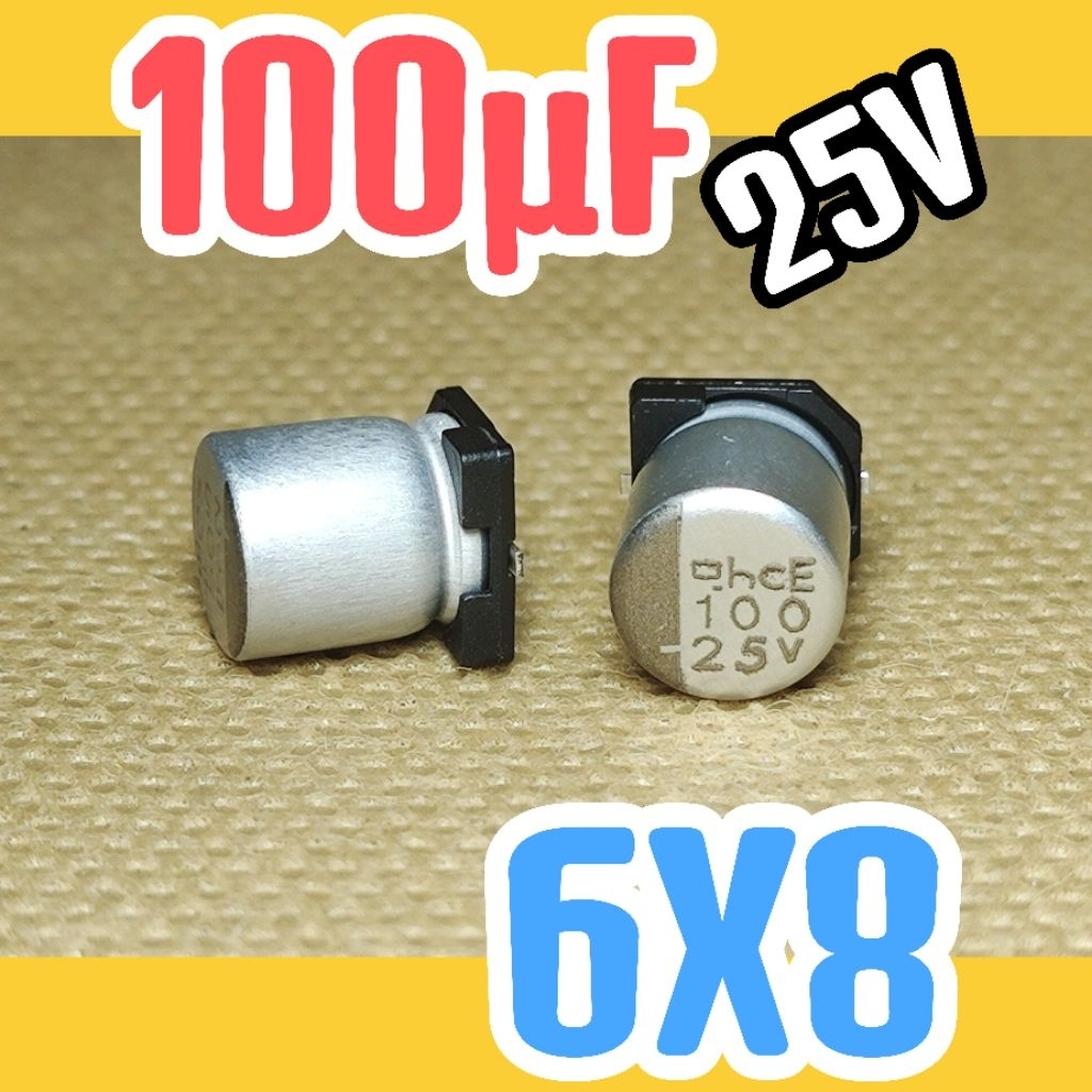Solid kapasitor capasitor elko elco SMD 25v 100uf 25v 100 uf 25 v 25 volt 6x8 ORIGINAL