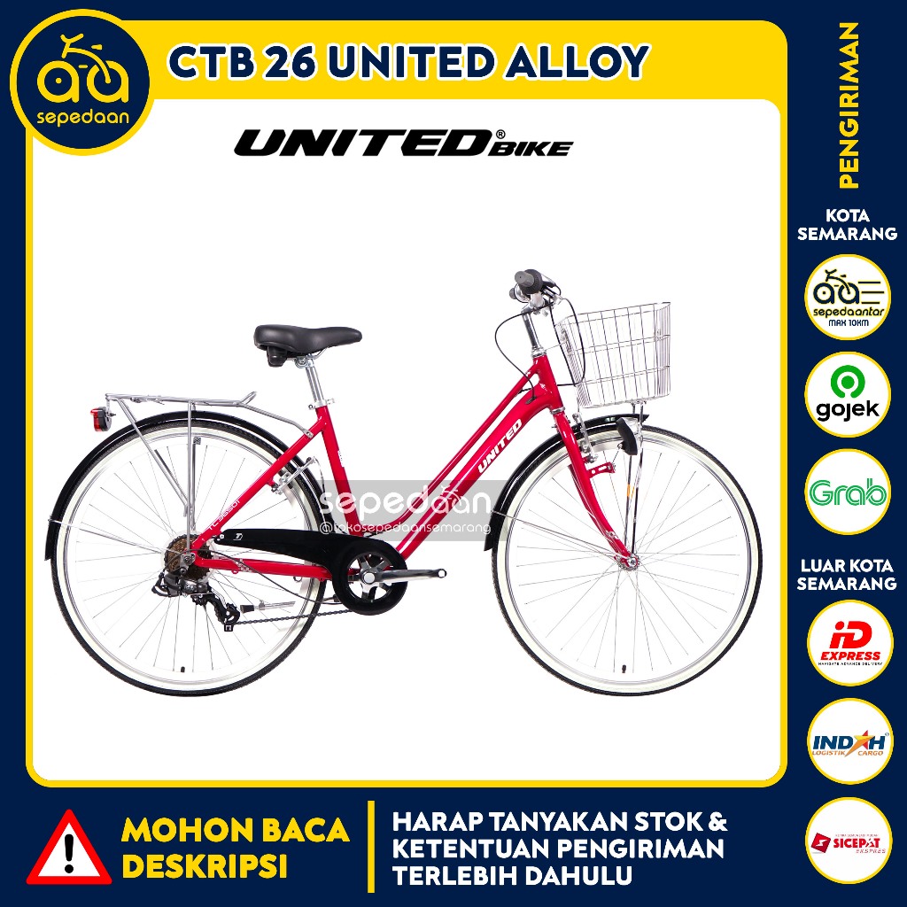 Sepeda Anak Dewasa MINI CTB 26 UNITED - Sera Shimano Cewek Perempuan 7 Speed Keranjang