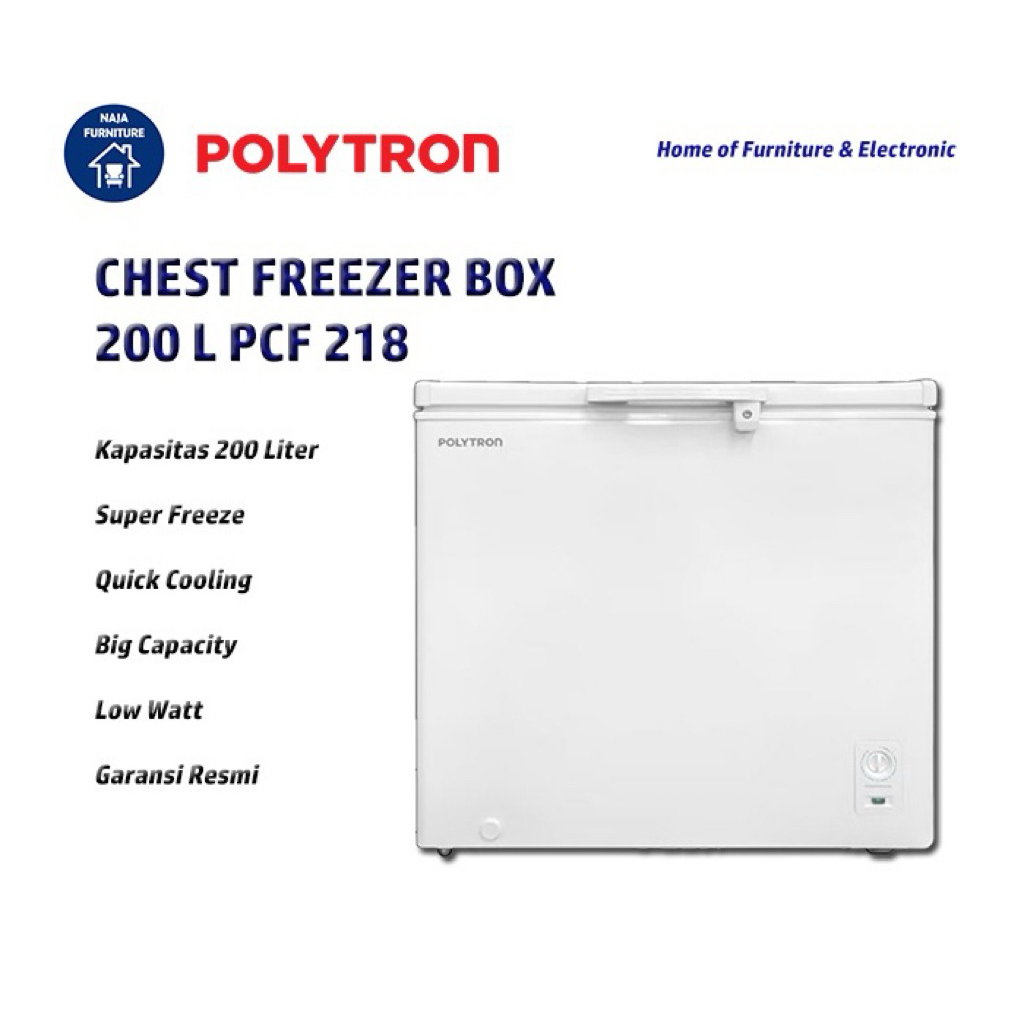 POLYTRON Chest Freezer Box 200 Liter PCF 218 | Freezer Box Polytron 200 Liter | Feezer Daging Makana