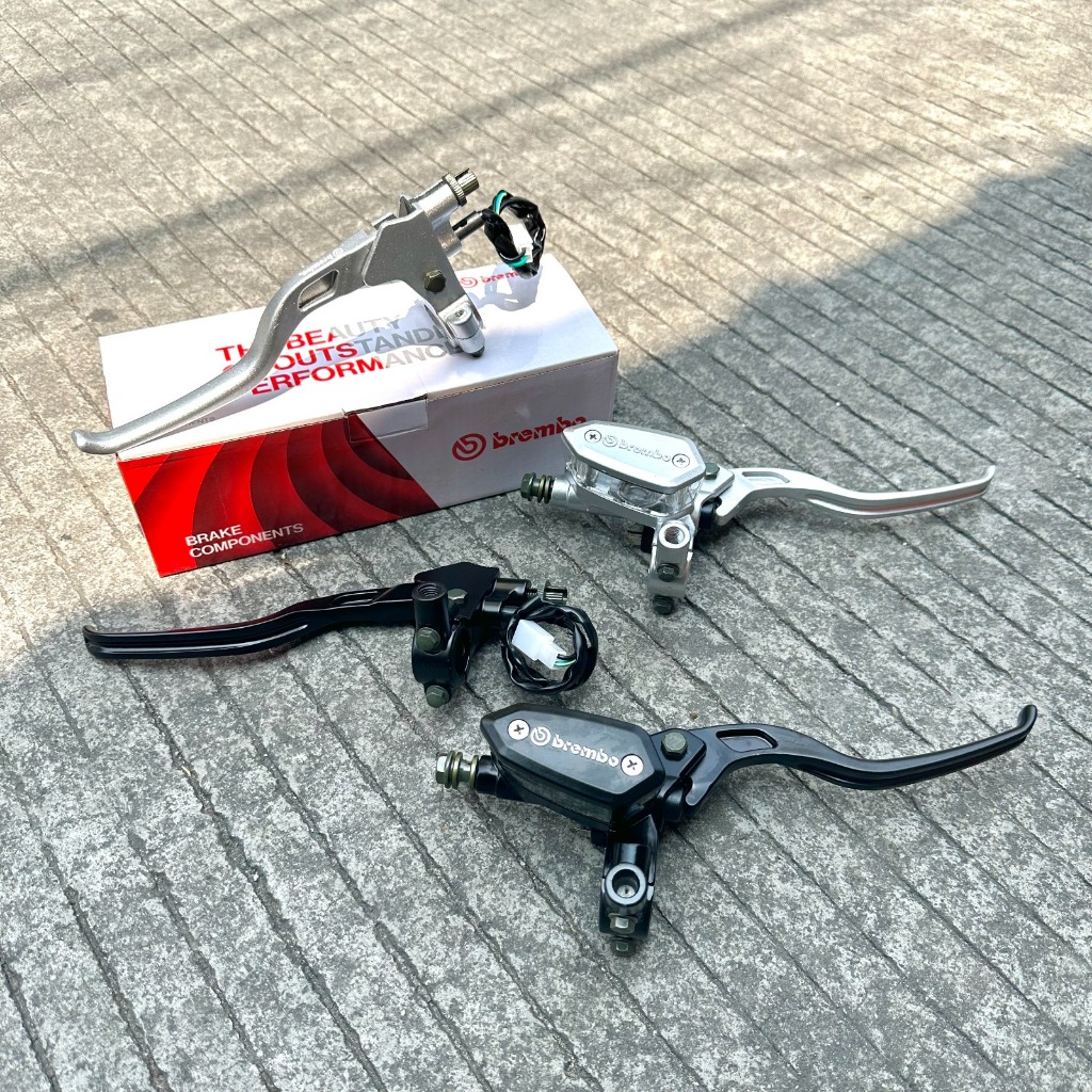MASTER REM SET TABUNG OVAL BREMBO HANDLE HITAM DAN SILVER SERIES UNIVERSAL PNP TINGGAL PASANG satria