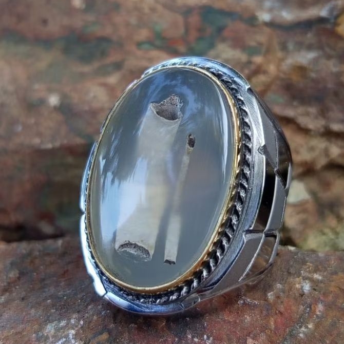 Cincin Batu Akik Sodo Lanang Combong AntiQ