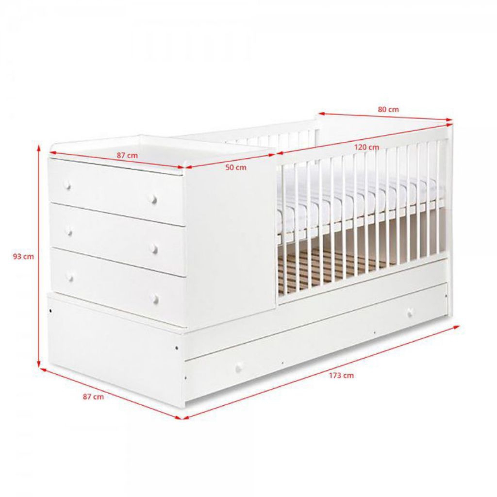 Tempat tidur anak warna putih Ranjang bayi Ranjang anak kayu murah box bayi