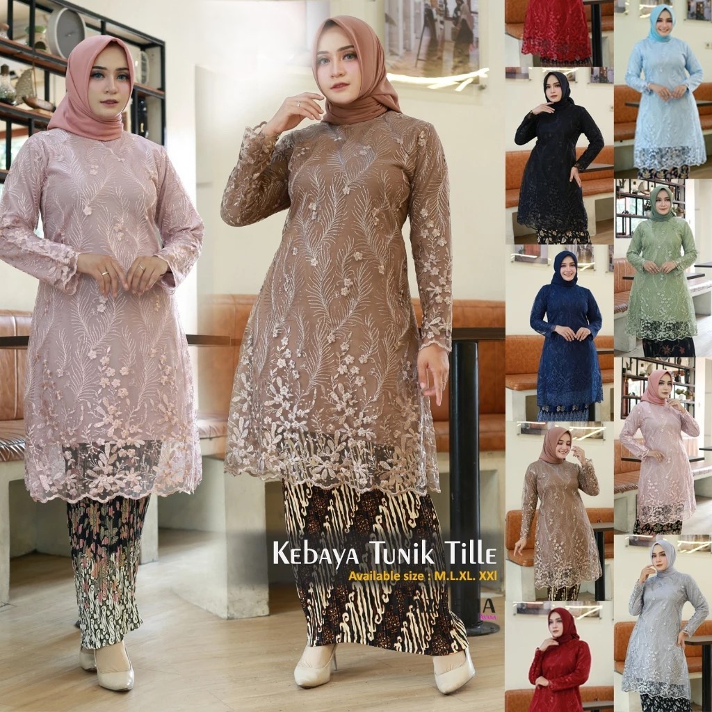 Kebaya Atasan Tunik TILLE / Kebaya Brukat Tunik Modern / Kebaya brokat Terlaris / kebaya brokat baju