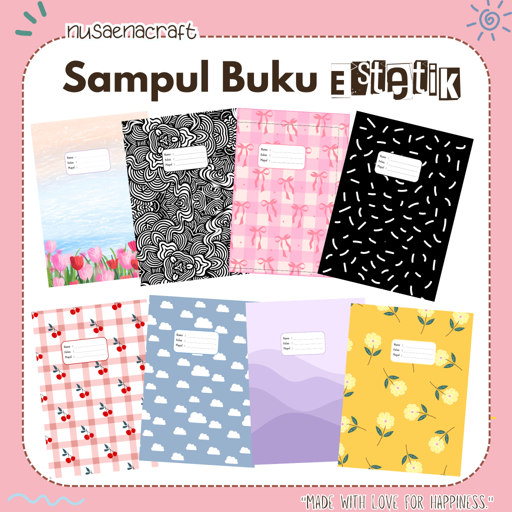 

nusaena craft - Sampul Buku Estetik Floral Monokrom