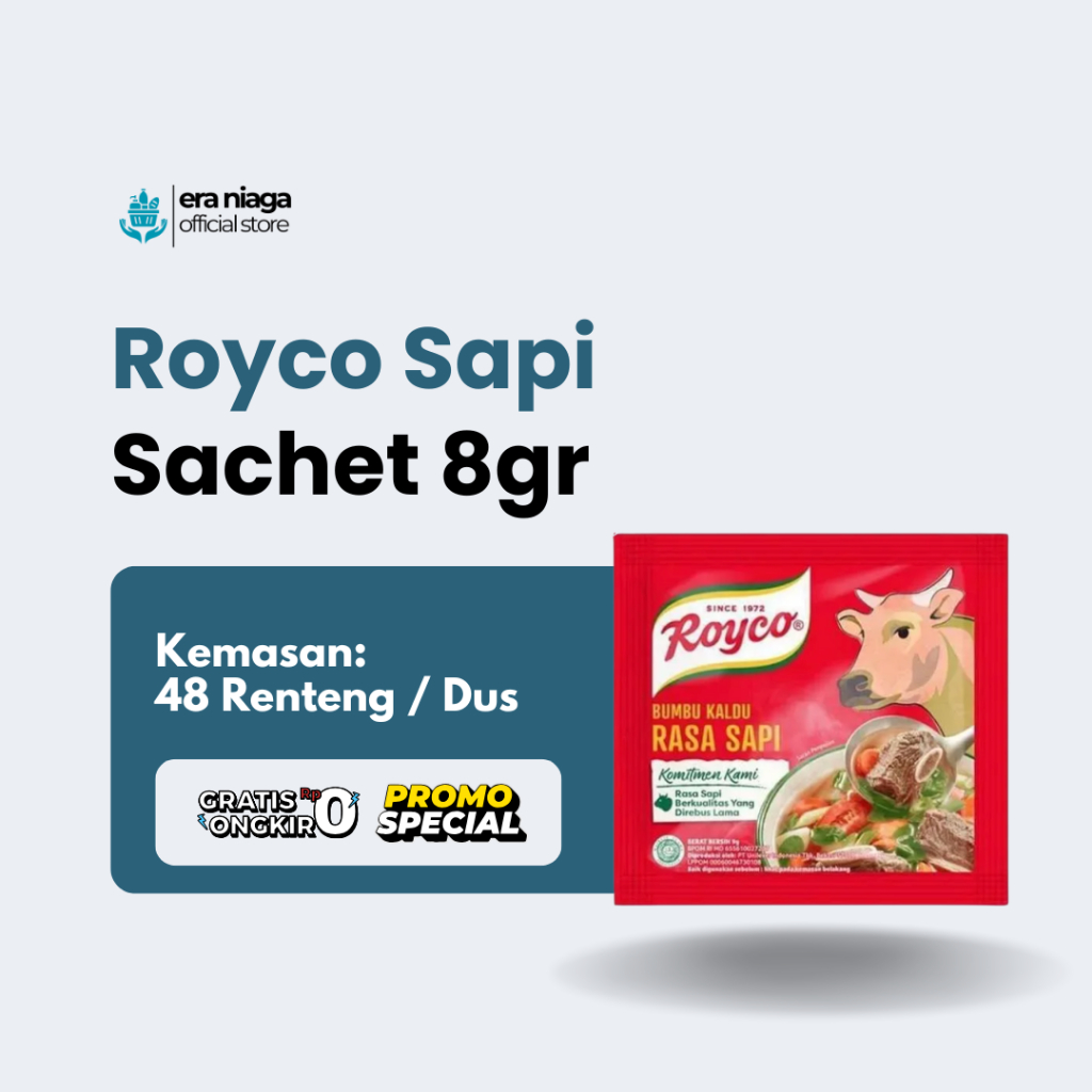 

Royco Bumbu Kaldu Rasa Sapi Kemasan 8 gr - 1 Dus @576pcs