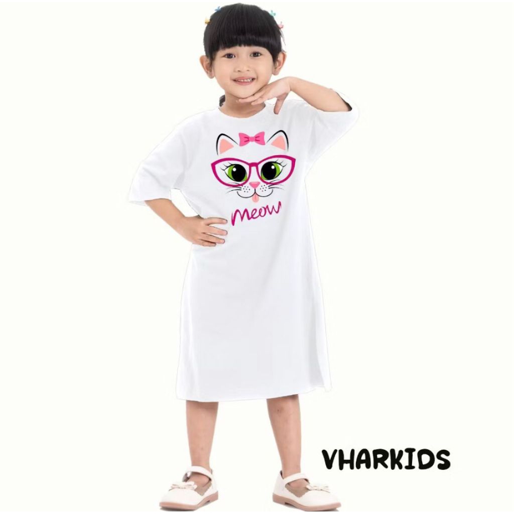vharkids | kaos anak | dress anak lucu | tunik anak kekinian | bahan katun | kaos polos | warna puti