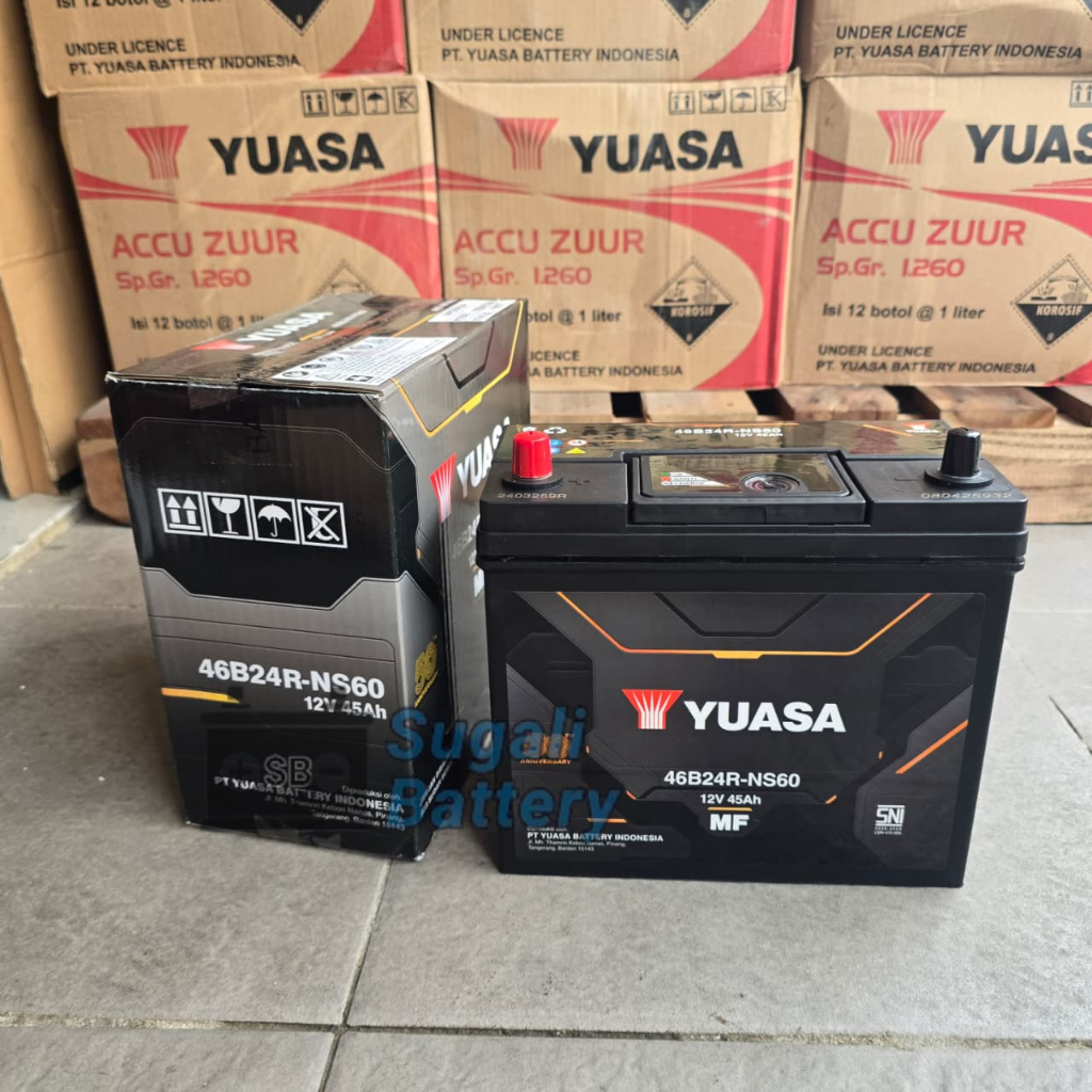 Aki Mobil AVANZA, XENIA OLD, RUSH Aki YUASA NS60 MF Aki Kering 45Ah ORIGINAL YUASA