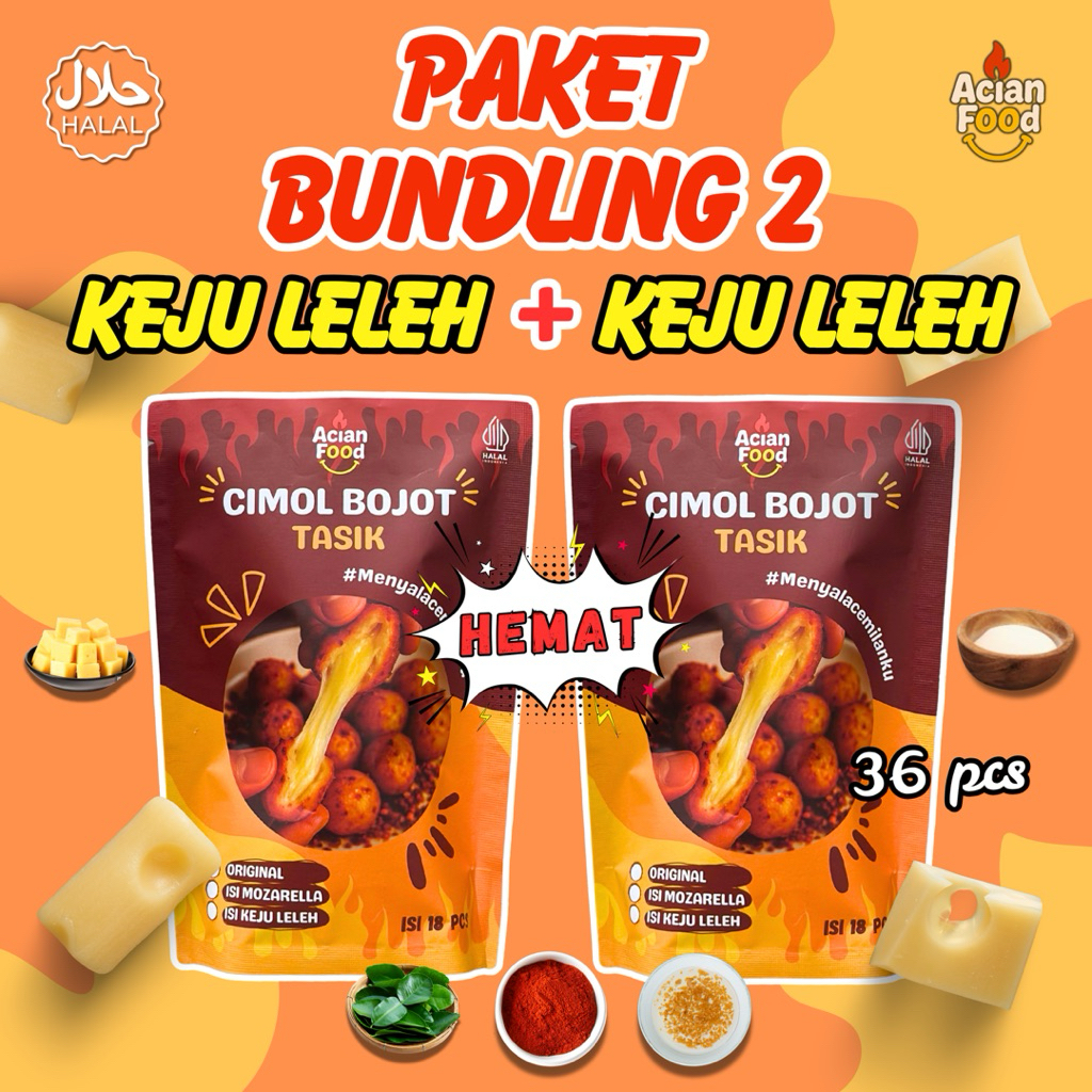 Paket BUNDLING isi 2 pack, varian isi KEJU LELEH LUMER, cimol Bojot isi 18 pcs /pack  Food Frozen Ma