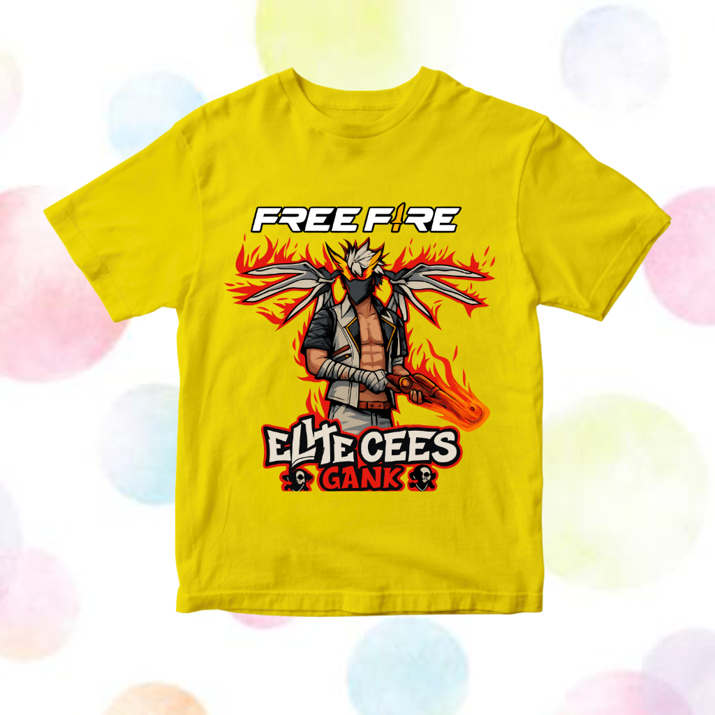 Baju Kaos Free Fire Anak Laki Laki Distro - Atasan Anak Cowo Gank Sg2 One Puch Man Usia 1 - 10 Tahun