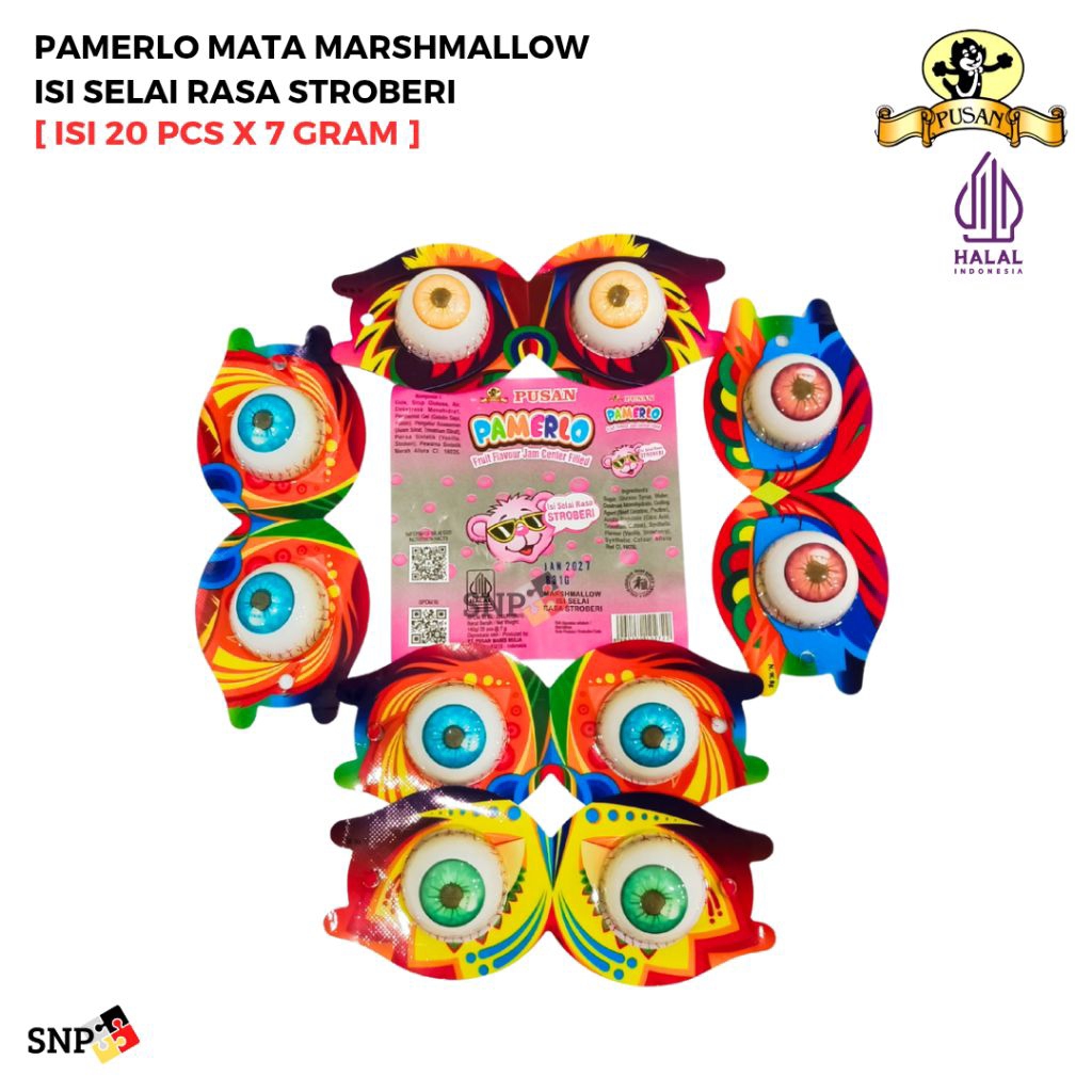 PUSAN PAMERLO MATA MARSHMALLOW ISI SELAI STROBERI 140 GRAM