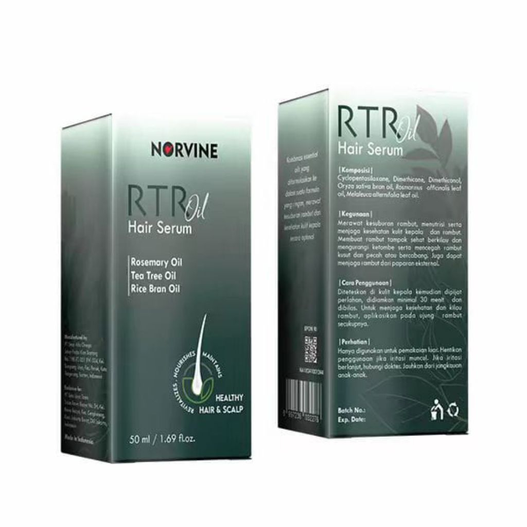 Norvine RTR Hair Serum Rosemary Oil Tea Tree Oil Rice Bran Oil Serum Rambut Lebat Penumbuh Rambut Na