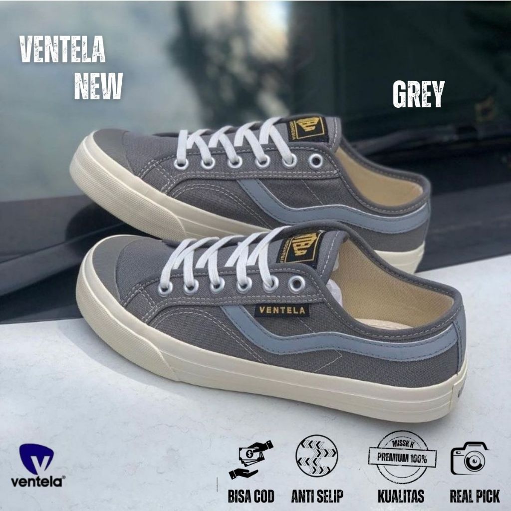 Sepatu Vantela New Public Grey Original 100% pria Kanvas Official Store