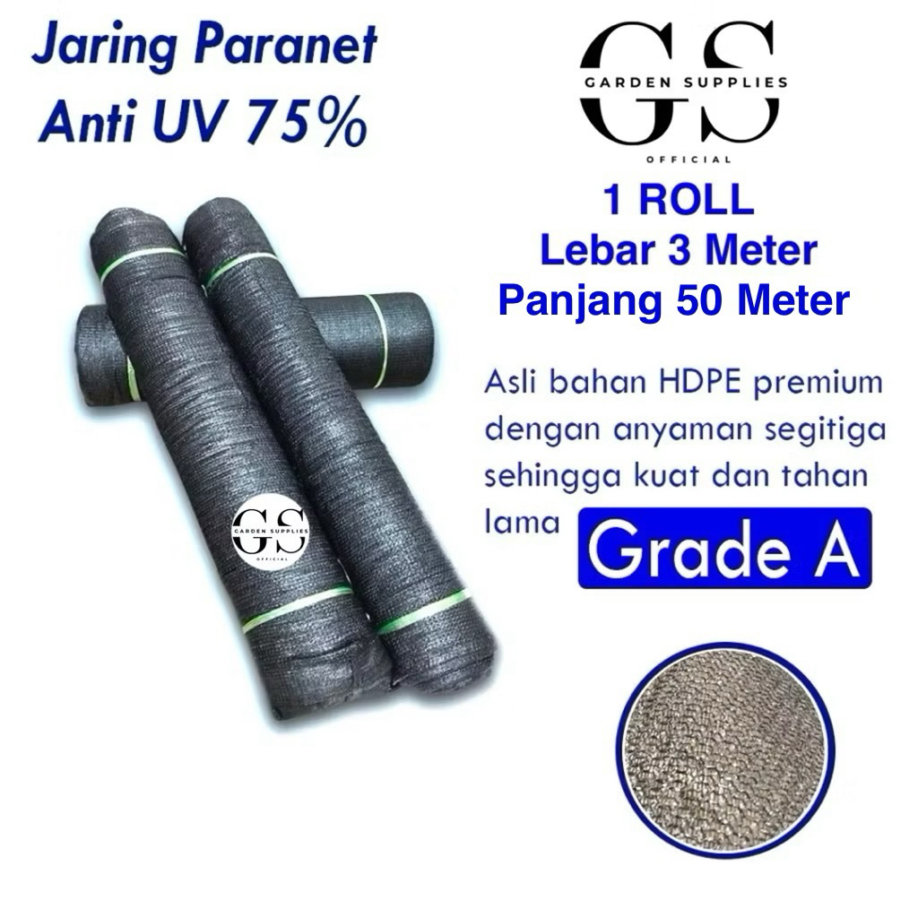 Paranet 3x50 Meter Per Roll - Anti UV Jaring Kebun Greenhouse Terpal