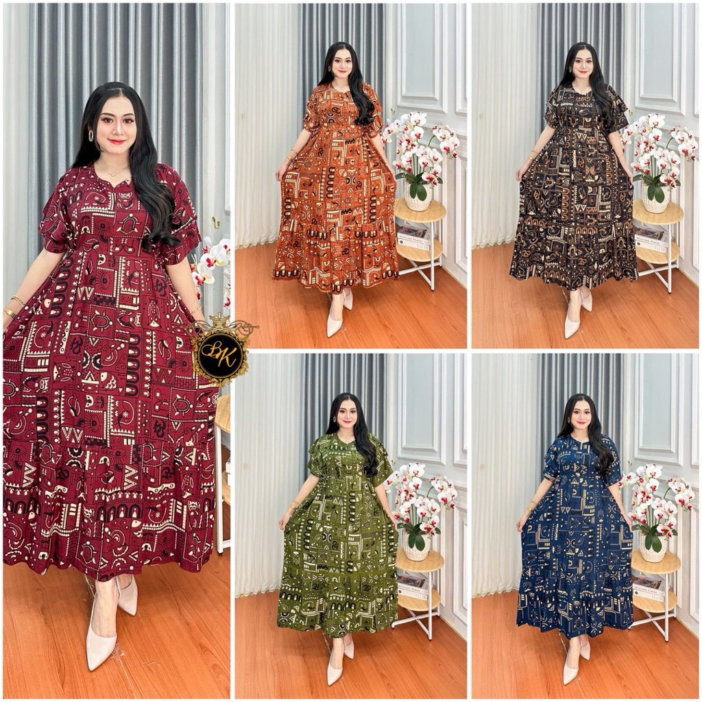 Daster Kanaya Jumbo| Dress Jumbo Ld 130 | Daster Etnik Jumbo| Daster Kanaya Terbaru| Daster Busui Ke