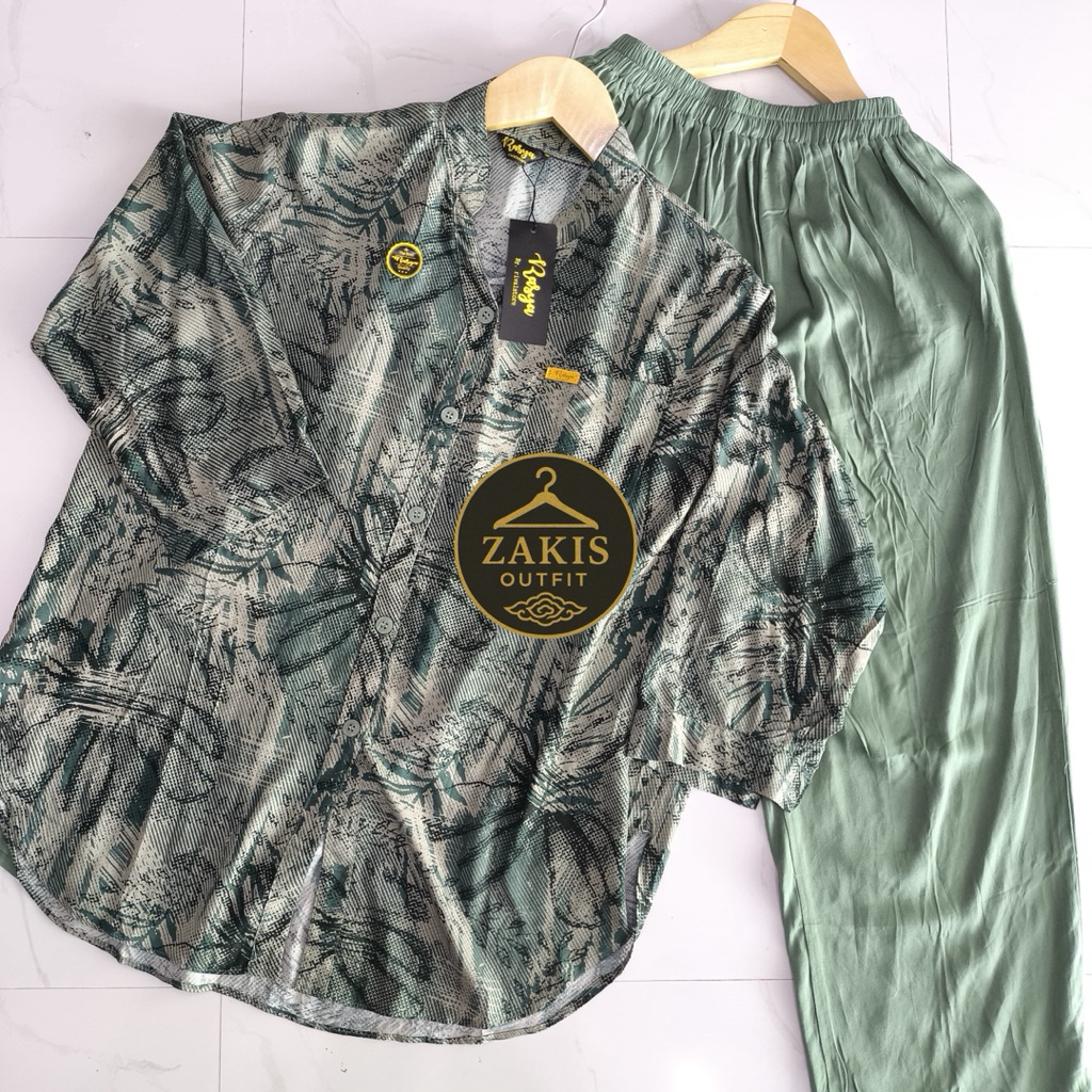 One Set Rayon Twill Premium Wanita Motif Abstrak Terbaru