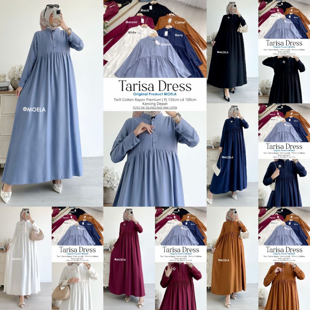 Tarisa Dress Gamis Polos Jumbo Allsize Busui Premium Catton Rayon Original Ori Moela Berlabel