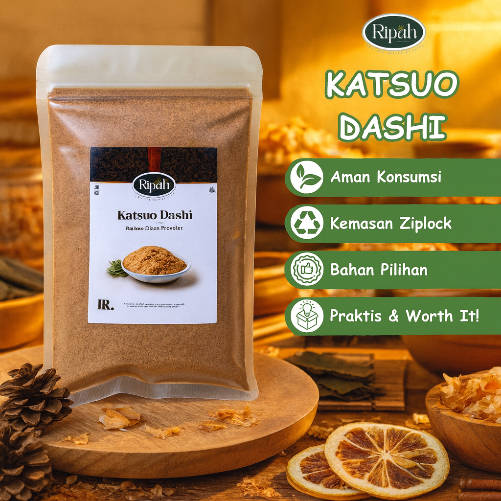 

40gr Katsuo Dashi Halal - Kaldu Ikan Ramen Udon / Ripah Rempah Premium