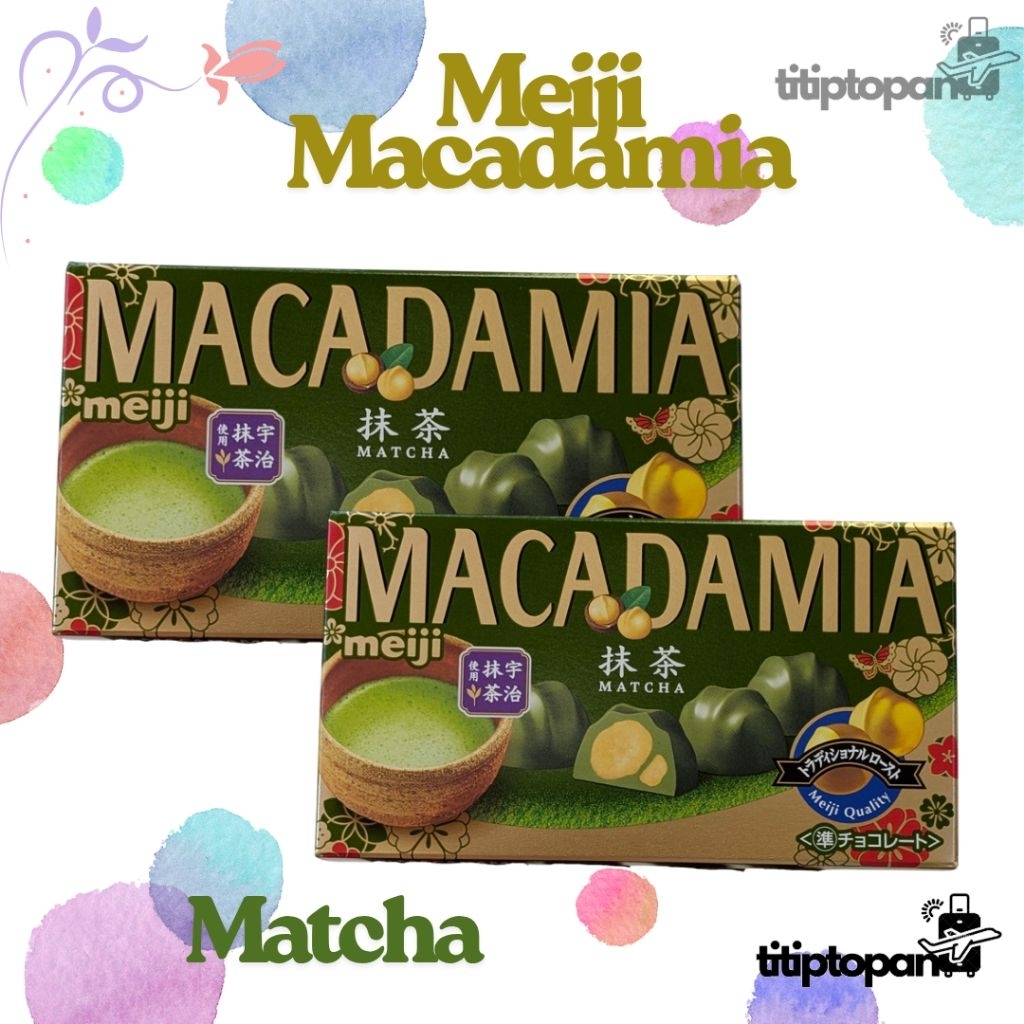 Meiji Macadamia Matcha Chocolate Jepang – Cokelat Kacang Premium 64g