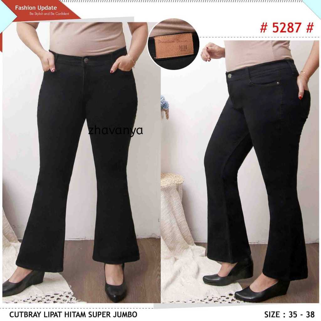 Celana Jeans Cutbray Lipat Polos Wanita-Celana Panjang Jeans-Celana Jeans Cutbray Jumbo-Celana Jeans