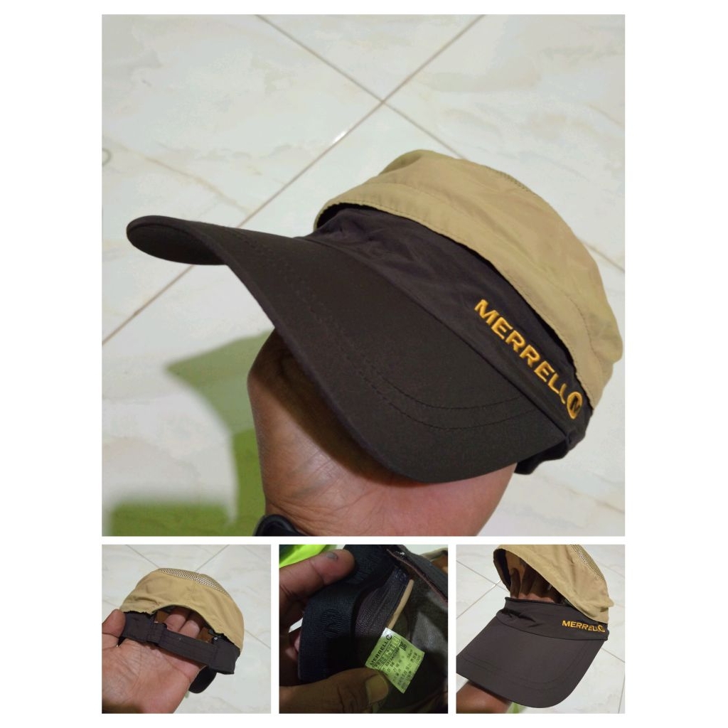 topi outdor bahan adem merk Merrell 2in1 bisa dilepas ada ziper