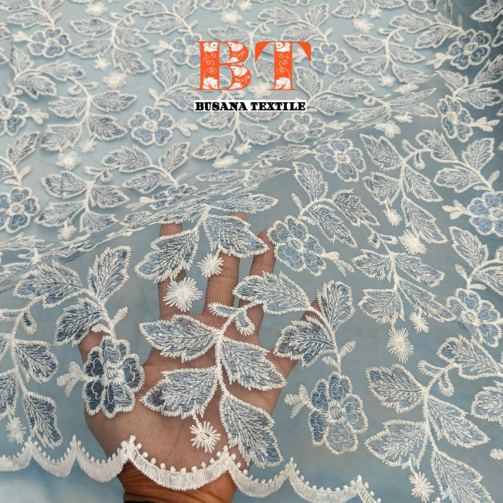 KAIN TILE BORDIR MOTIF DAUN || harga per setengah mtr