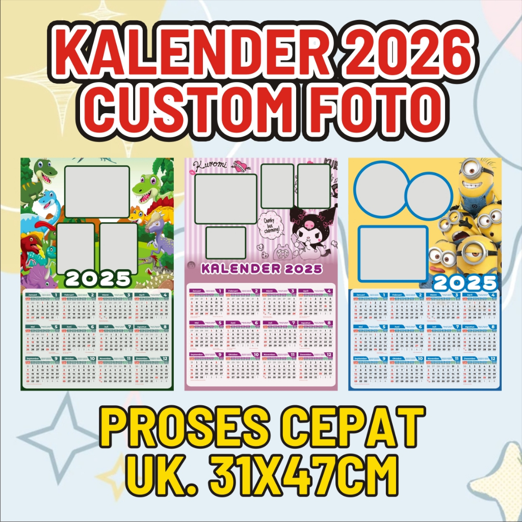 

( COD ) KALENDER DINDING 2026 CUSTOM FOTO UKURAN 32 x 48 CM KARAKTER SERI 2