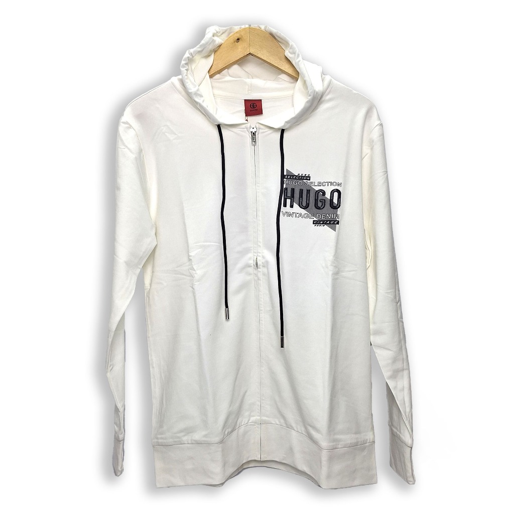 Hoodie Hugo Selection Putih | Zipper Hoodie Hugo Selection Putih