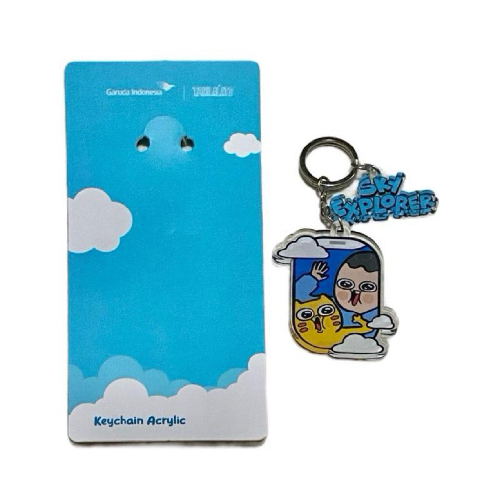 Official Acrylic Chubby Plane Cloud Keychain, Garuda Airways Indonesia