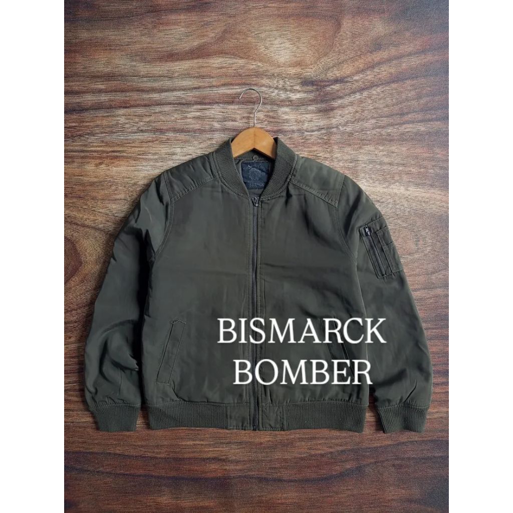 JAKET BISMARCK BOMBER HIJAU ARMY DALEMAN INER PRIA/UNISEX SECOND PRELOVED
