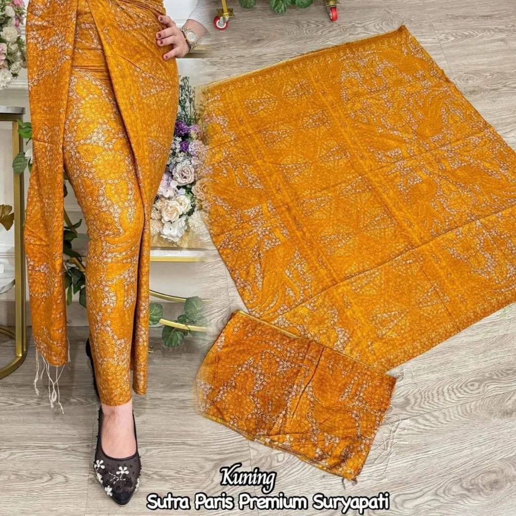 KAIN BATIK KAIN JARIK KAMEN BALI SET SELENDANG SUTRA PARIS ATBM MOTIF BATIK SOPAL ORIGINAL WARNA KUN