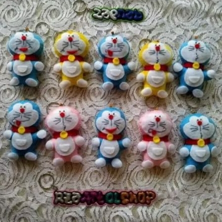Gantungan Kunci Doraemon Lucu Warna-Warni | Boneka Mini Karakter Imut Bahan Flanel - Cocok Untuk Had