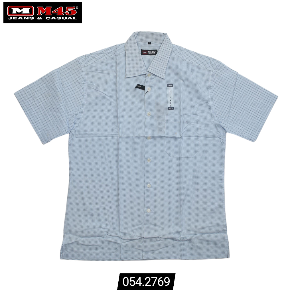 M45 Kemeja Kantor Pria Biru Muda / Kemeja Cowok Lengan Pendek / Kemeja Formal Pria - 054.2769