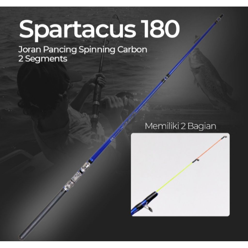 TaffSPORT Spartacus 180 Joran Pancing Spinning Carbon 2 Segments 1,8M