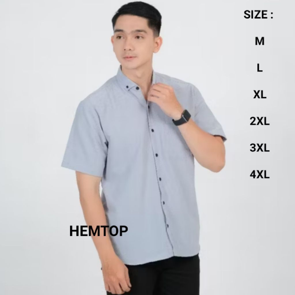 Kemeja Abu Muda Pria Casual Formal Kemeja Abu Muda Jumbo Big Size M-4XL Pria Kemeja Warna Silver Jum