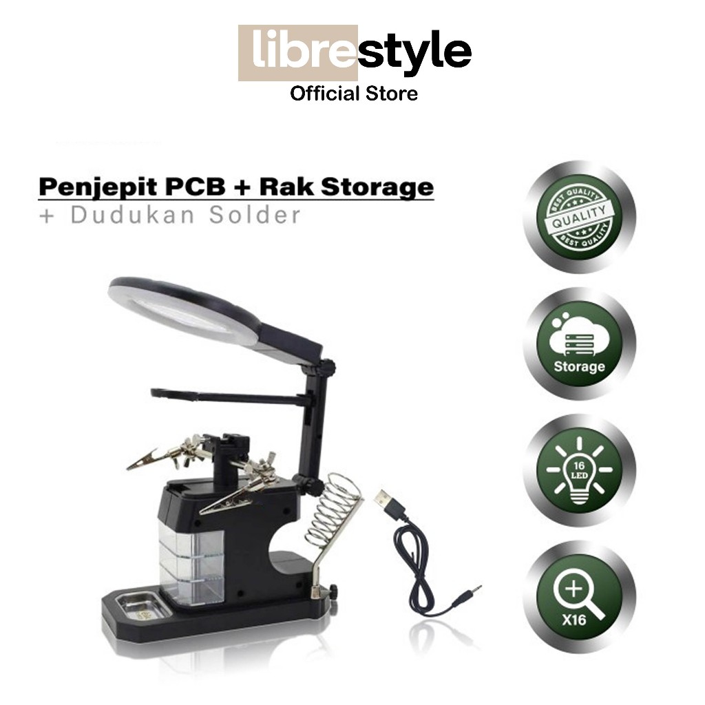 Weilai TE-803 Kaca Pembesar Dudukan Stasiun Magnifier LED Light Clamp