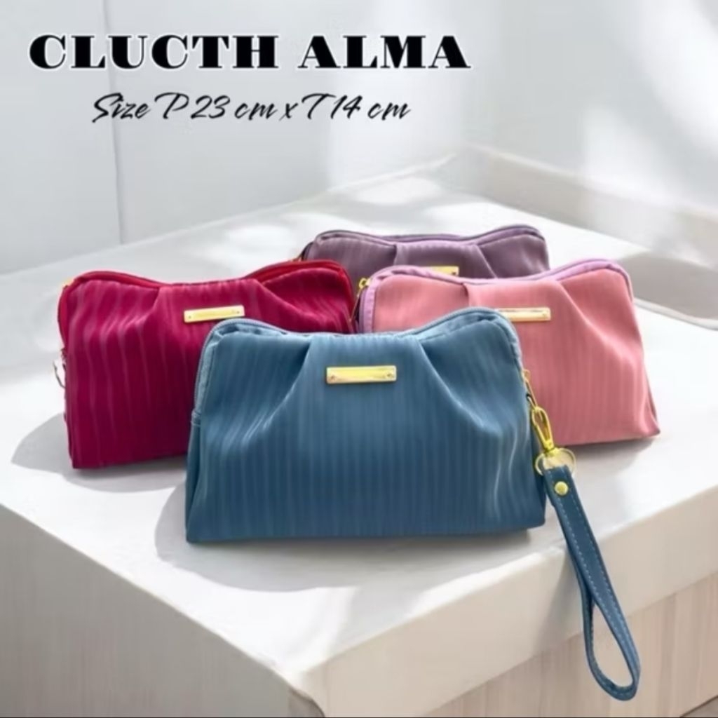 ‼️READY‼️CLUTCH ALMA MEWAH TALI PENDEK BAHAN COCOLI/ TAS POUCH HANDBAG SIMPLE TAS WANITA