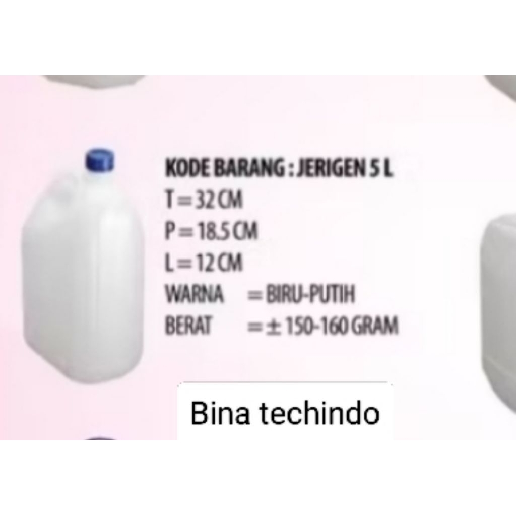 5LITER BOTOL JERIGEN BARU PUTIH PLASTIK 5L. JERIGEN 5L. DRIGEN 5L. JERRYCAN 5LITER. BOTOL 5LITER