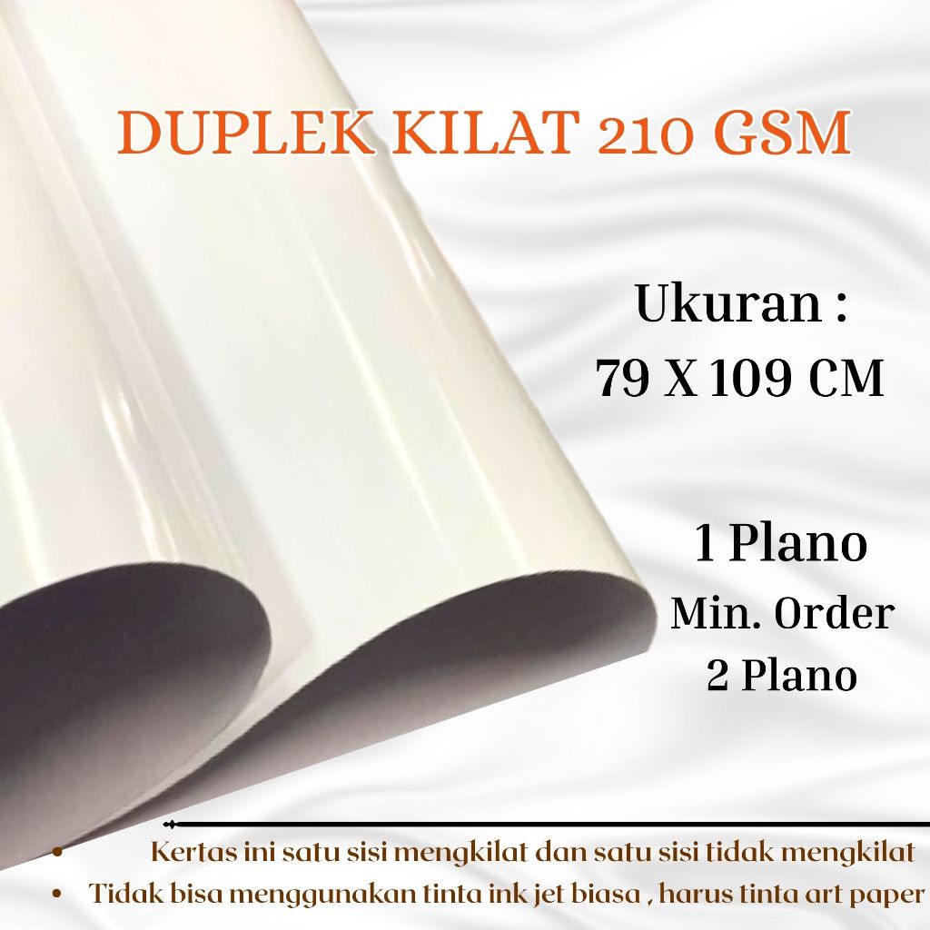 

(1 PLANO) DUPLEK KILAT 210 GSM UKURAN PLANO ( 79 X 109 CM ) MIN ORDER 2 PLANO