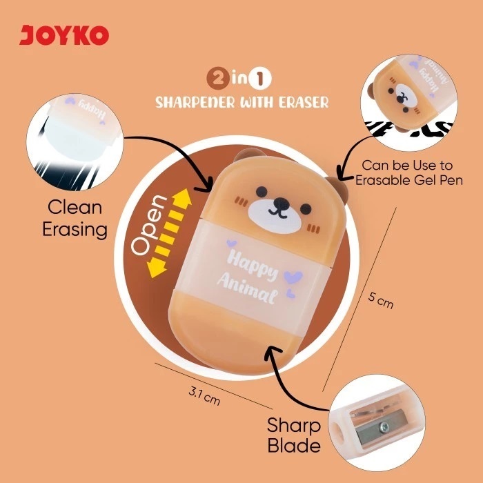 

Joyko B-176 Rautan dan Penghapus 2 in 1 Happy Animal