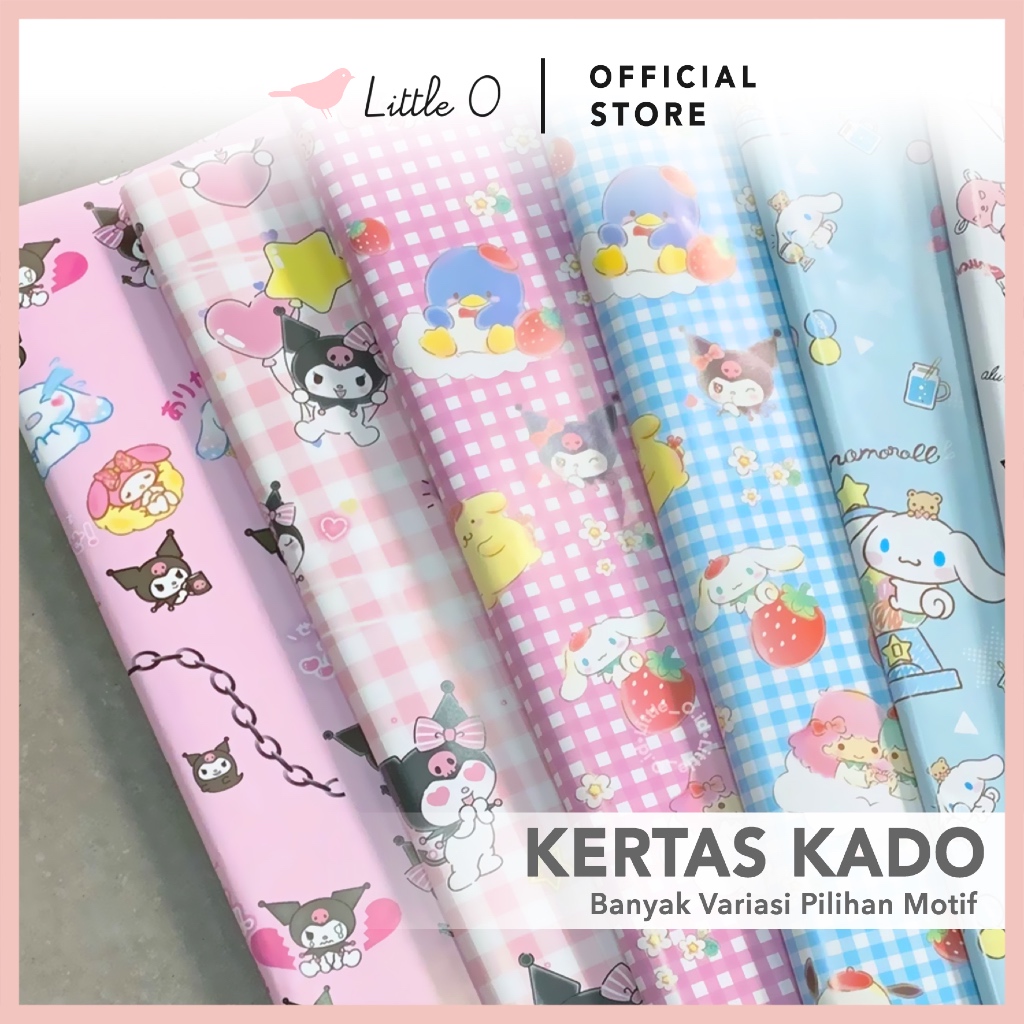

LITTLE O Kertas Kado Karakter Sanrio Kertas Bungkus Hadiah Isi 1pcs Kertas Kado Lucu Motif Kuromi Cinnamorol Warna Cerah