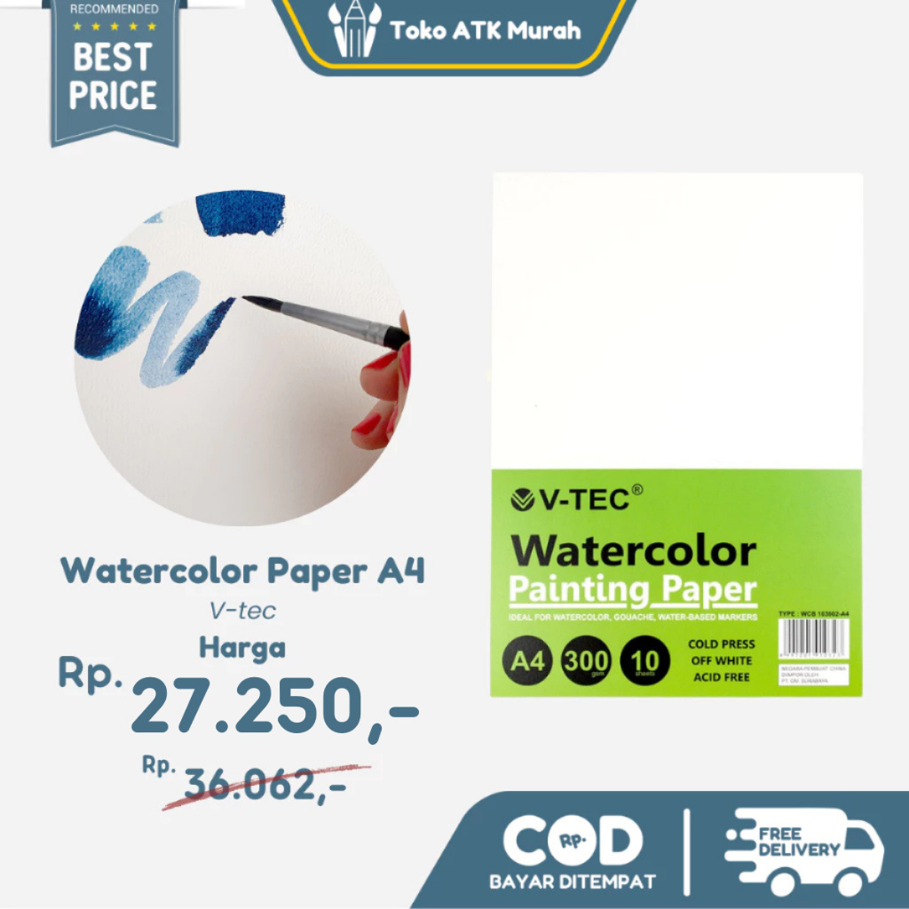 

V-Tec Watercolor Paper A4 300gsm Cold Press
