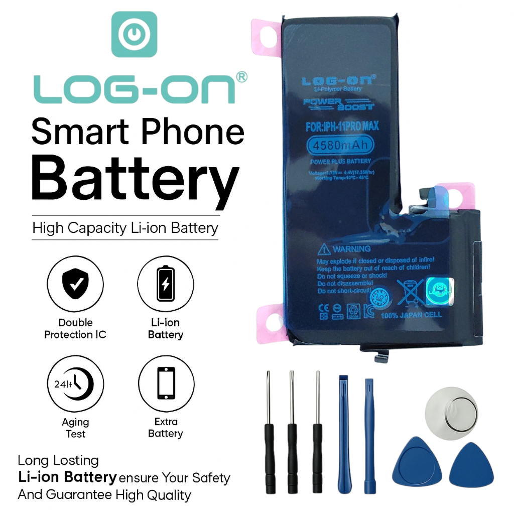 Baterai Log on Untuk Iphone 11 PRO MAX 4580mAh Original 1 Tahun Garansi Battery Batre / Batrai