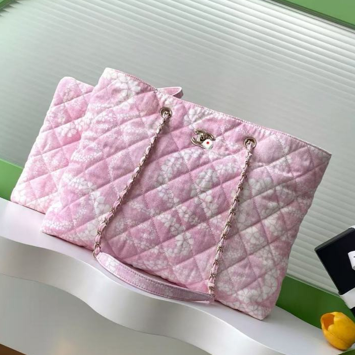 Pre Order Tas wanita branded terbaru koleksi  model beach bag biru putih denim print dengan sentuhan