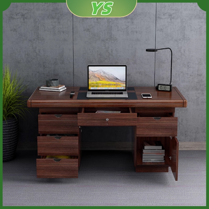 Meja kerja komputer meja tulis sederhana kantor meja bos tunggal meja laci dengan kunci rumah
