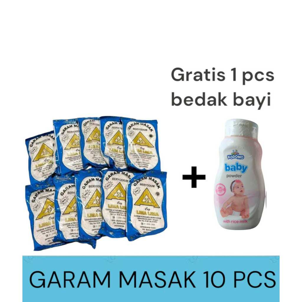 

[PAKET HEMAT 10 PCS GRATIS BEDAK BAYI 50GR] Garam masak dapur beryodium 100gr // garam meja beryodium 100gr