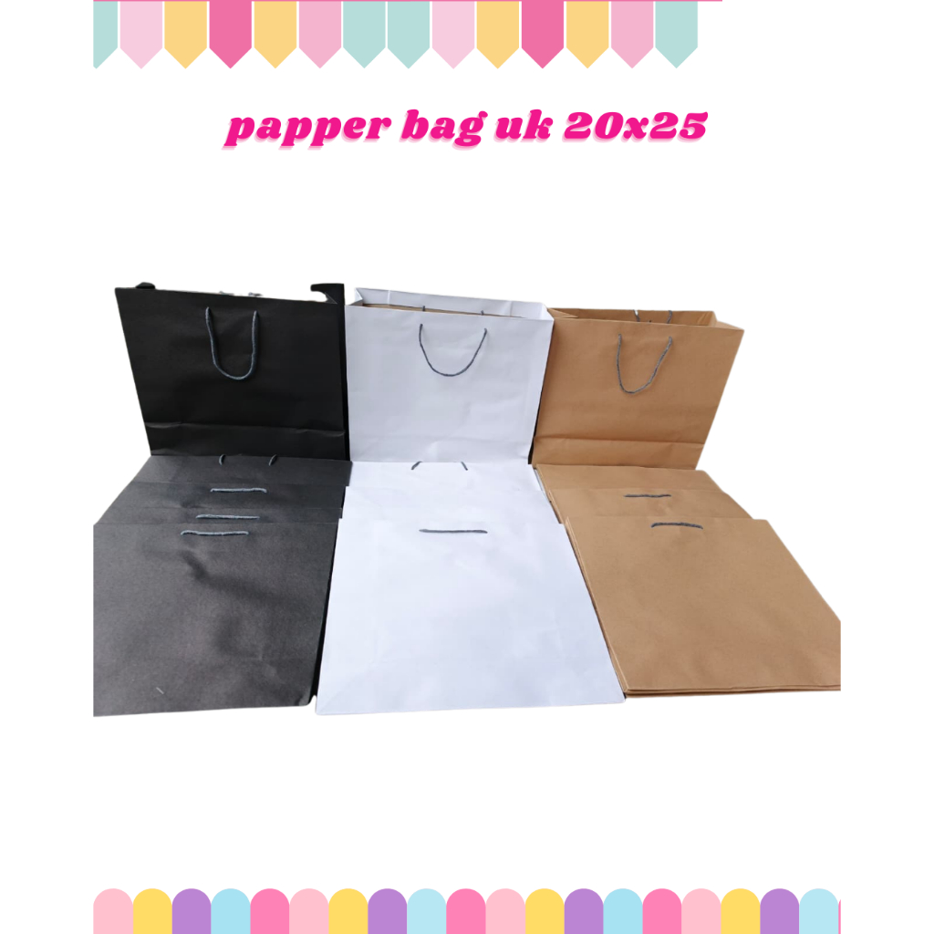 

Paper Bag Hitam Ukuran 20x25 cm – Pilihan Tepat untuk Kemasan Profesional! Paper bag hitam ukuran 20x25 cm hadir dengan desain minimalis dan elegan, sempurna untuk memberikan kesan profesional pada produk Anda. Keunggulannya: Ukuran Pas (20x25 cm) – Ide