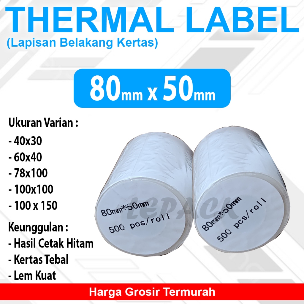 

Label Stiker Thermal 80x50 mm isi 500 pcs WATERPROOF, Stiker Label Resi OLSHOP