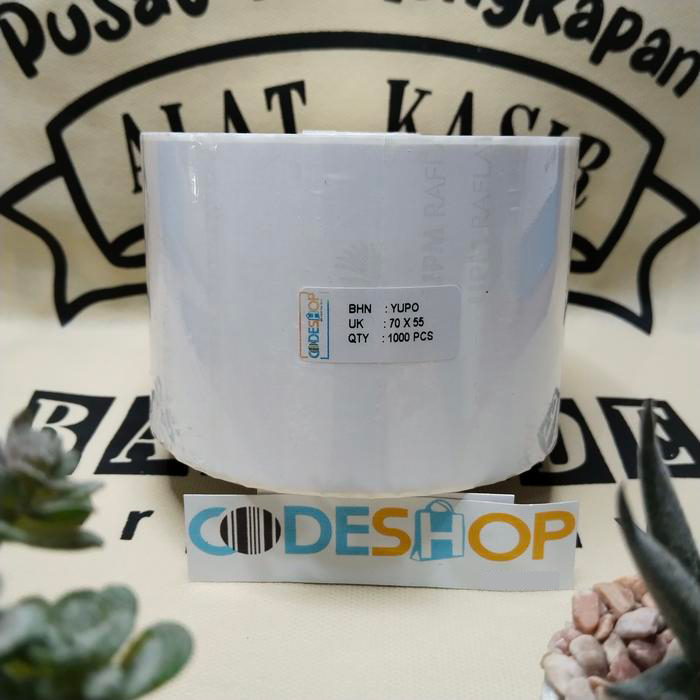 

Codeshop Label Yupo 70x55 mm 1 Line Stiker Printer Barcode Core 1 Inch Isi 1.000 Pcs Anti Sobek Tahan Air